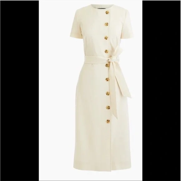 J.Crew Short-sleeve Italian Trench Dress Khaki Beige Tan Sz 2 NWT - Picture 3 of 5